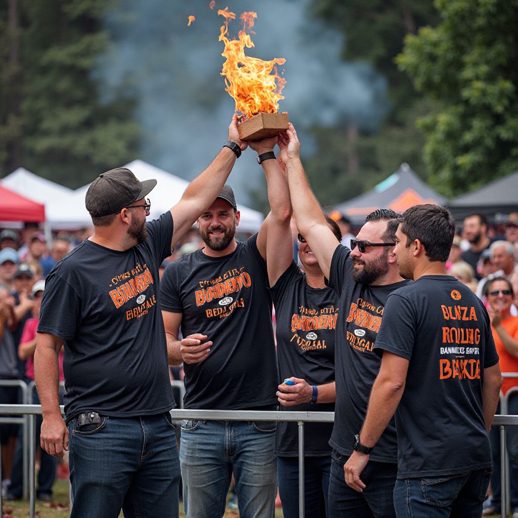 Team receiving award at BBQ competition