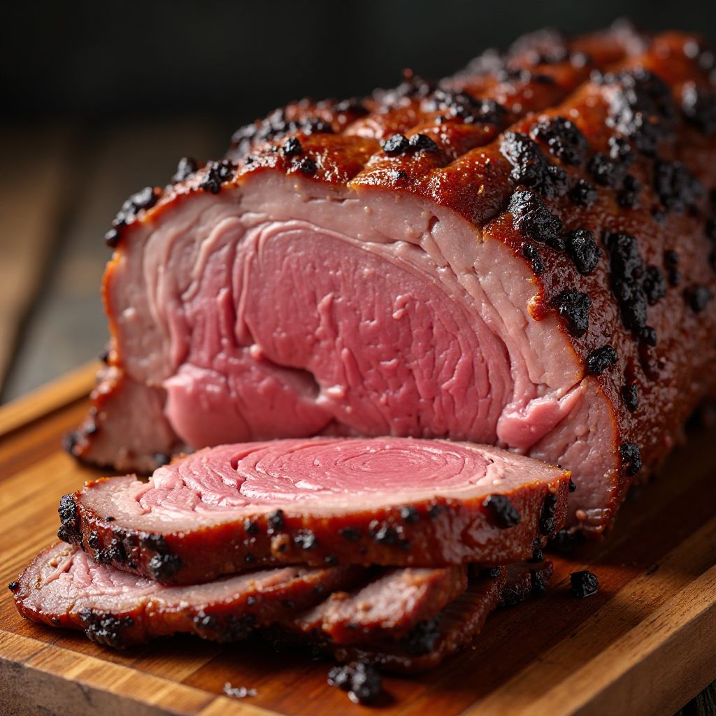 Slow-smoked brisket with bark crust