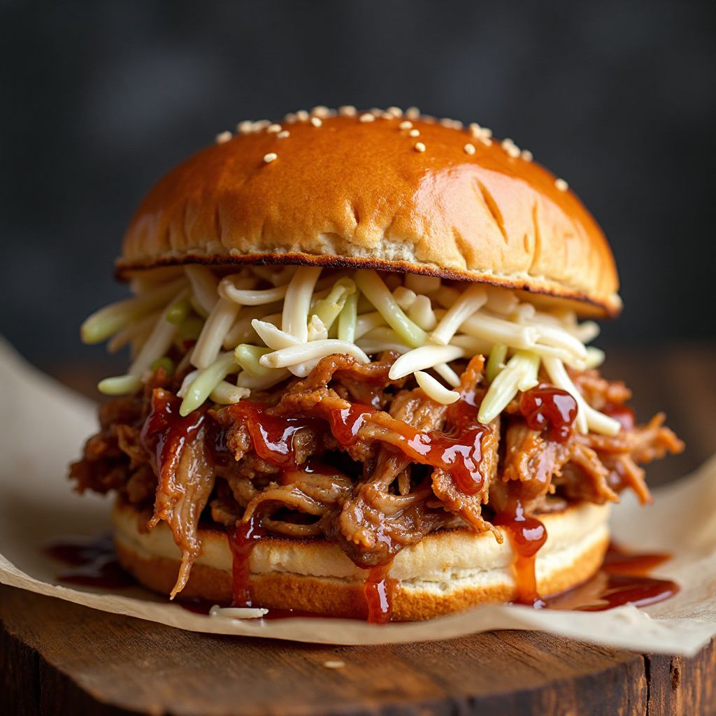 Pulled pork sandwich with slaw